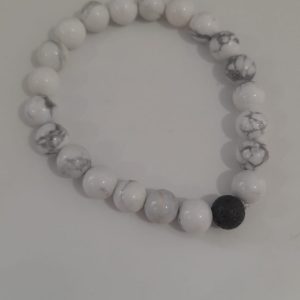 Pulseira Howlite e Lava vulcânica