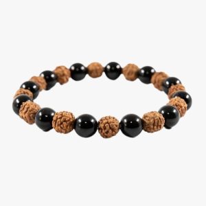 Pulseira de Rudraksha e Obsidiana Negra