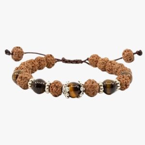 Pulseira Macramé Rudraksha Olho de Tigre