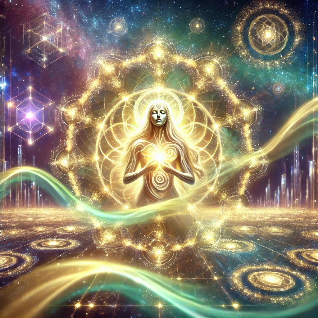 DALL·E 2025-01-08 19.33.59 - A depiction of the Arcturian Multidimensional Healing System with a unique approach. The image features a celestial being, surrounded by soft, flowing